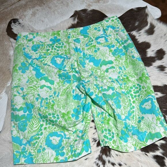 Lilly Pulitzer Size 2 Shorts Green Blue Lions Cotton The Chipper Short 1448 - Picture 7 of 7